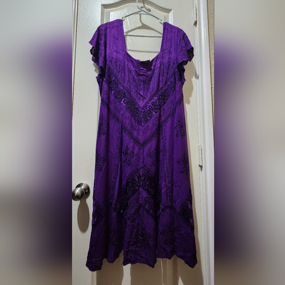 Holy Clothing Deep Purple Embroidered Dress XL